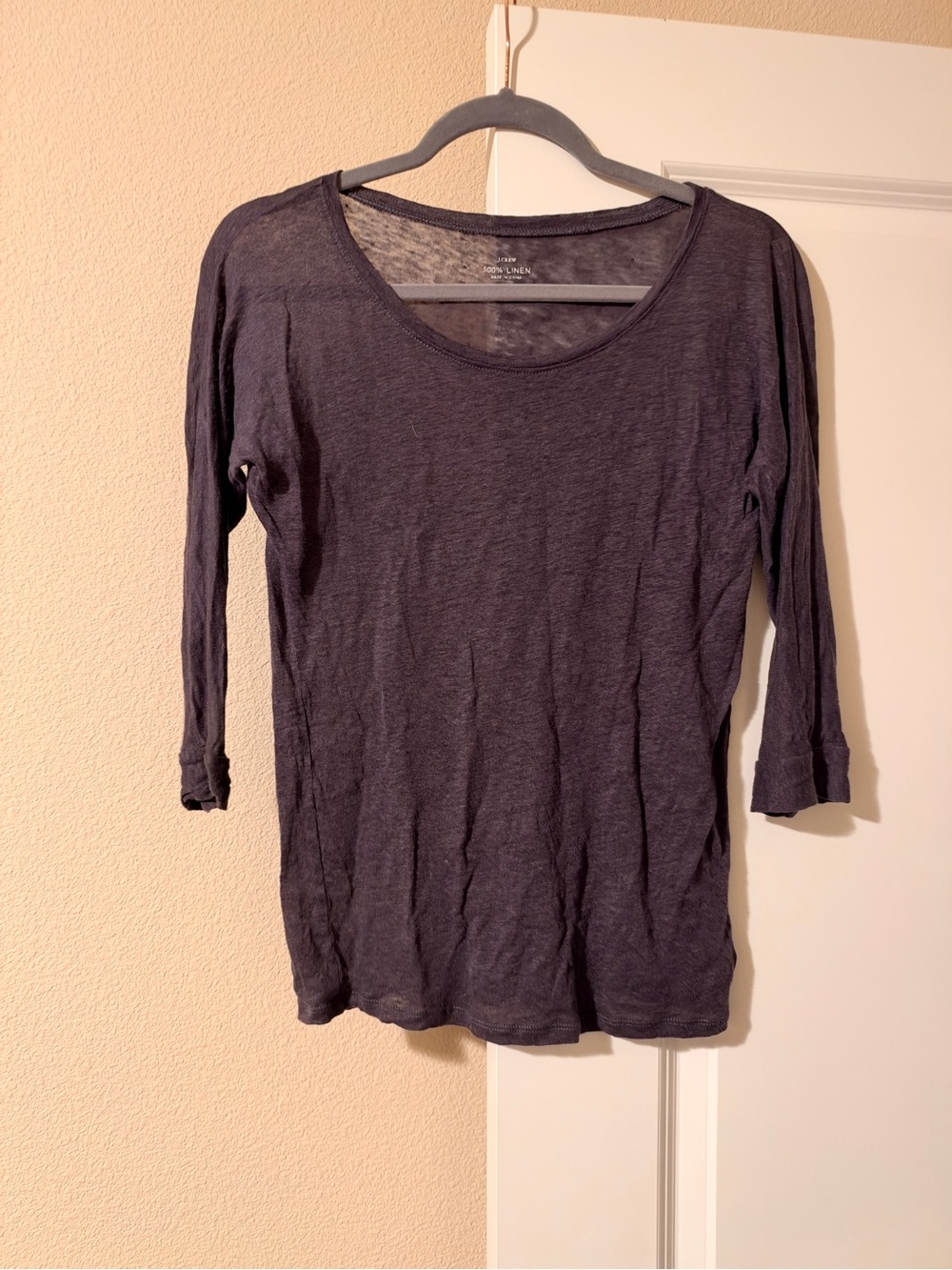 J. Crew Scoop Neck 3/4 Sleeve Tee - Charcoal